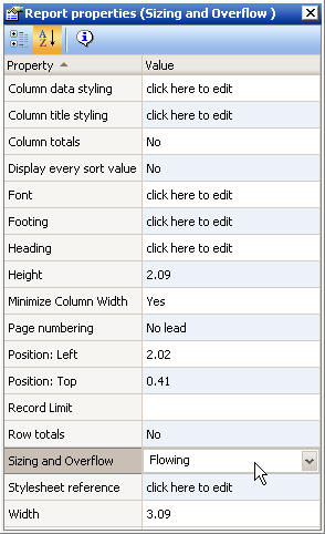 Report properties