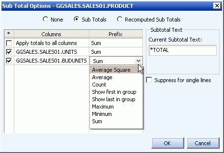 Sub Total Options