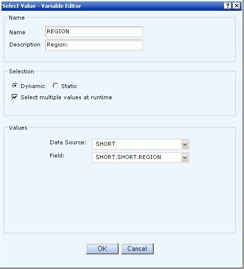 Select Value Variable Editor