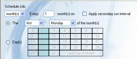 Schedule Job pane