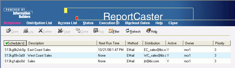 ReportCaster HTML User Interface