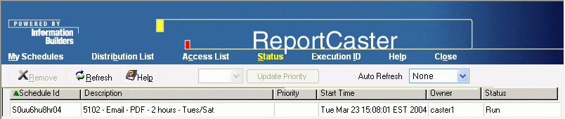 ReportCaster Distribution Server queue