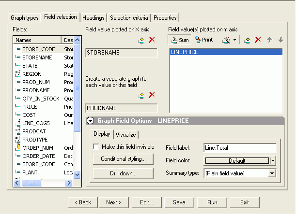 Field Selecion tab DevStudio