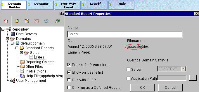 Standard Report Properties