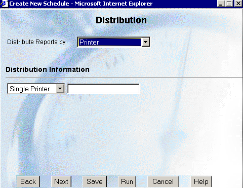 Distribution Reports by Printer window
