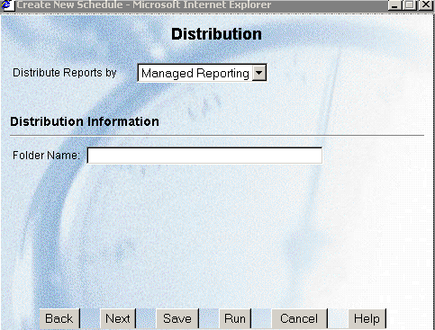 Distribution Reports by Managed Reporting window