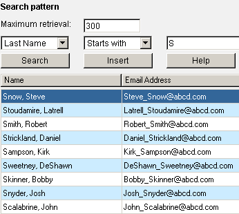 highlighted data selection