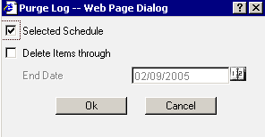 Purge Log Web Page Dialog Box