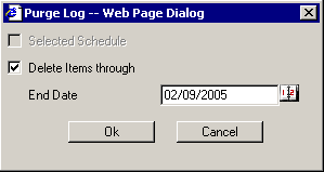 Purge Log Web Page Dialog Box